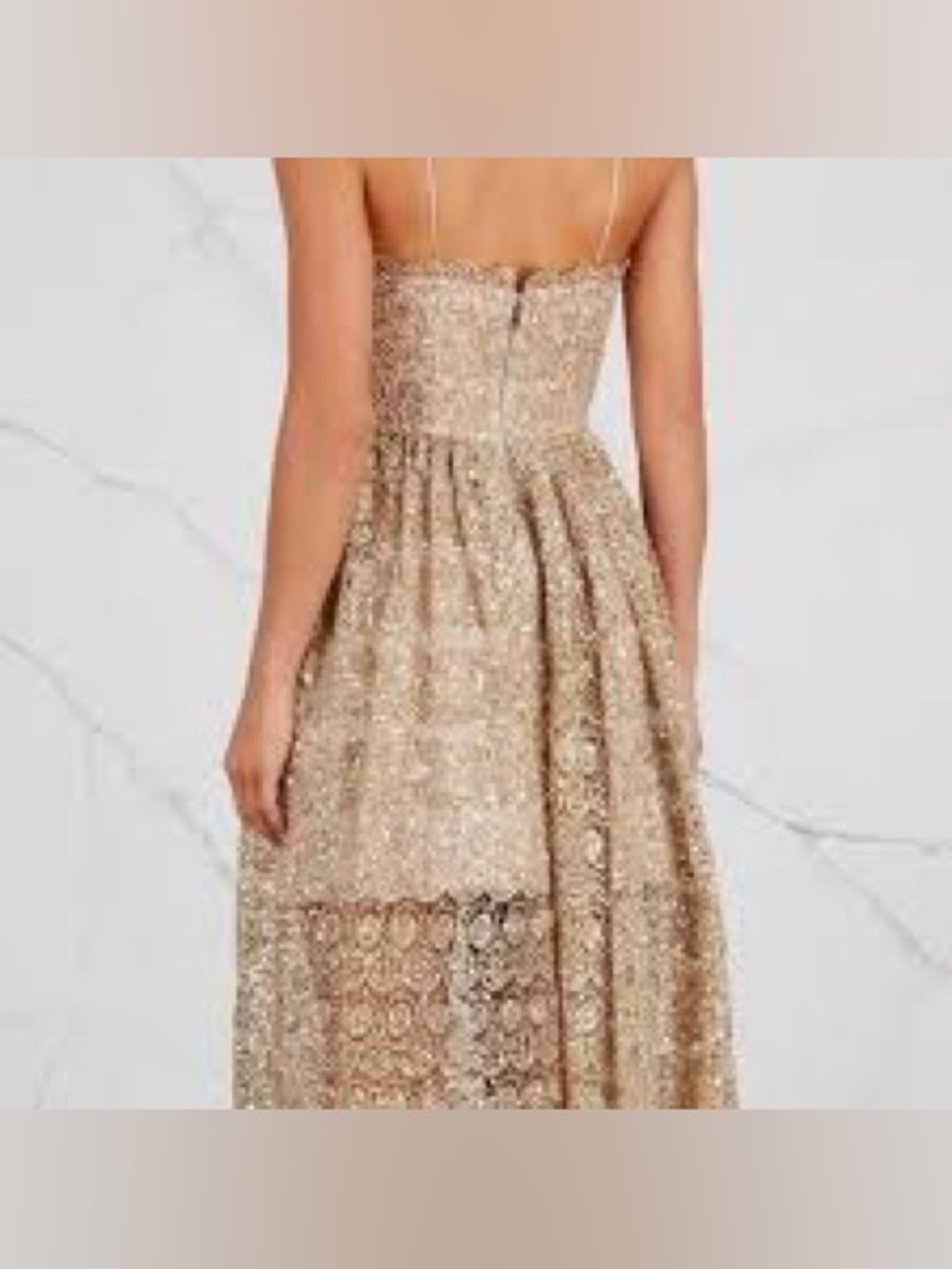 Alice + Olivia Gold Sequin Midi Dress - Picture 3 of 6